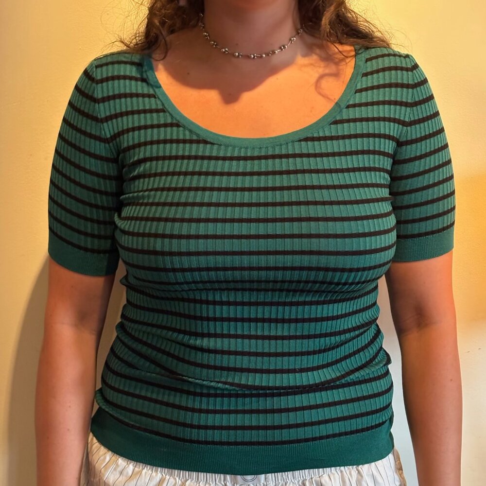 Dolce & Gabbana - Green and Black Stripped T-Shirt